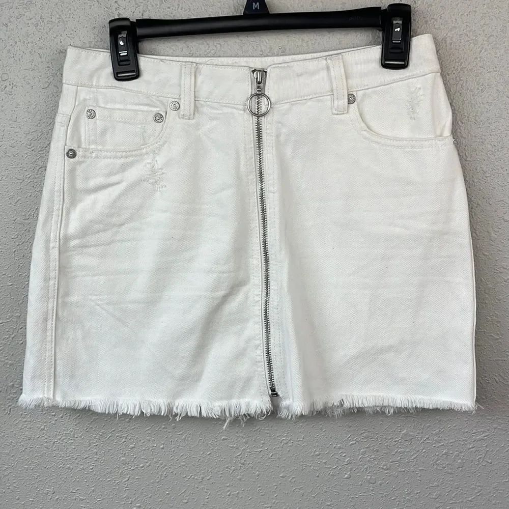 NWOT We The Free White Distressed Denim Skirt Size 25 and 30